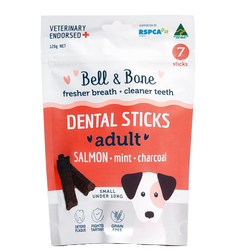 Oodles Of Paws Bell and Bone Dental Stick Salmon Mint Charcoal Small Front