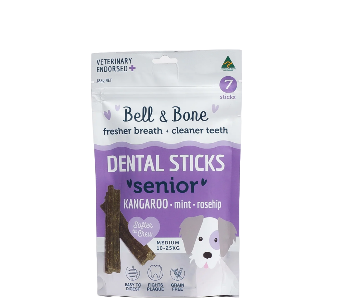 Senior Dental Sticks for Older Puppies Kangaroo Mint and Rosehip Medium Front