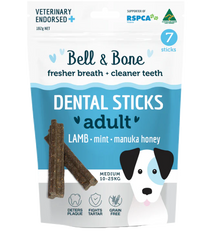 Oodles Of Paws Bell and Bone Dental Stick Lamb Mint Manuka Honey Medium Front